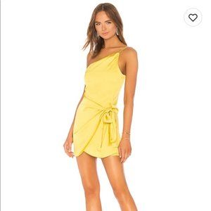 Lovers + Friends One-Shoulder Yellow Mini Dress